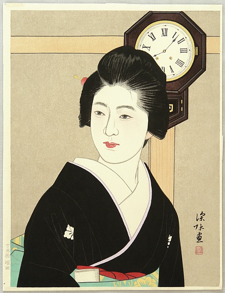 Shinsui Ito 1898-1972 - Clock and Beauty II - artelino Art Auctions. Shinsui Ito 1898-1972 - Clock and Beauty II