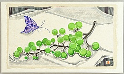 Shoko Abe fl.ca. 1980s - Grapes and Butterfly - artelino Art Auctions. Shoko Abe fl.ca. 1980s - Grapes and Butterfly