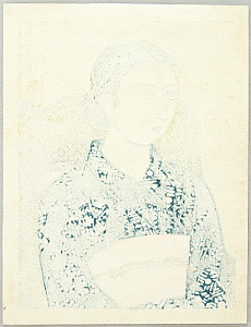 Unichi Hiratsuka 1895-1997 - Beauty in Blue Kimono