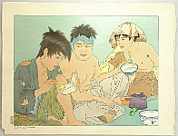 Paul Jacoulet 1902-1960 - The Beggar's Meal, Seoul, Korea - La Repas Des Mendiants - artelino Art Auctions. Paul Jacoulet 1902-1960 - The Beggar's Meal, Seoul, Korea - La Repas Des Mendiants