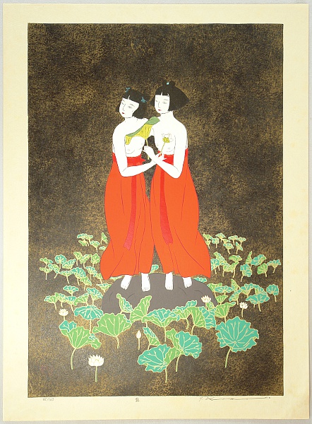 Ryusei Okamoto born 1949 - White Fox Fairies 1 - artelino Art Auctions. Ryusei Okamoto born 1949 - White Fox Fairies 1