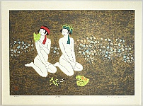 Ryusei Okamoto born 1949 - Flower Girl - White Fox; Fairies 2 - Flowers - artelino Art Auctions. Ryusei Okamoto born 1949 - Flower Girl - White Fox; Fairies 2 - Flowers