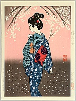 Masayuki Miyata 1926-1997 - Lady of Cherry Blossoms - artelino Art Auctions. Masayuki Miyata 1926-1997 - Lady of Cherry Blossoms