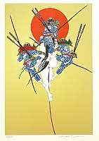 Hideo Takeda born 1948 - Genpei - Dannoura Genji - Tattooed Samurai and The Sun - artelino Art Auctions. Hideo Takeda born 1948 - Genpei - Dannoura Genji - Tattooed Samurai and The Sun
