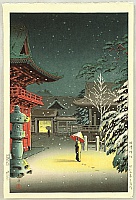 Koitsu Tsuchiya 1870-1949 - Nezu Shrine in Snow - artelino Art Auctions. Koitsu Tsuchiya 1870-1949 - Nezu Shrine in Snow