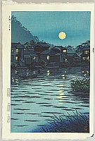 Shiro Kasamatsu 1898-1992 - Rising Moon at Katase River - artelino Art Auctions. Shiro Kasamatsu 1898-1992 - Rising Moon at Katase River