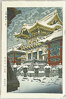 Shiro Kasamatsu 1898-1992 - Snow at Yomei Gate - artelino Art Auctions. Shiro Kasamatsu 1898-1992 - Snow at Yomei Gate