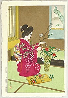 Shiro Kasamatsu 1898-1992 - Flower Arranging - artelino Art Auctions. Shiro Kasamatsu 1898-1992 - Flower Arranging