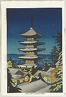 Takeji Asano 1900-1999 - Moonlight at Yasaka Pagoda - artelino Art Auctions. Takeji Asano 1900-1999 - Moonlight at Yasaka Pagoda
