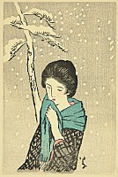 Yumeji Takehisa 1884-1934 - Small Works by Yumeji - Snowy Pine - artelino Art Auctions. Yumeji Takehisa 1884-1934 - Small Works by Yumeji - Snowy Pine
