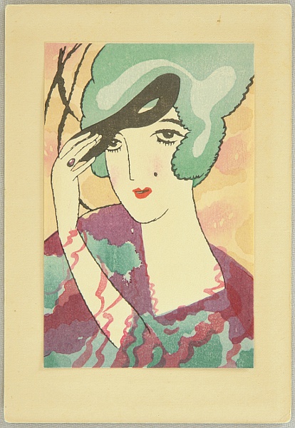 Yumeji Takehisa 1884-1934 - Small Works by Yumeji  - Beauty with Mask