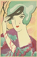 Yumeji Takehisa 1884-1934 - Small Works by Yumeji - Beauty with Mask - artelino Art Auctions. Yumeji Takehisa 1884-1934 - Small Works by Yumeji - Beauty with Mask