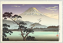 Koitsu Tsuchiya 1870-1949 - Evening Glow at Lake Sai - artelino Art Auctions. Koitsu Tsuchiya 1870-1949 - Evening Glow at Lake Sai