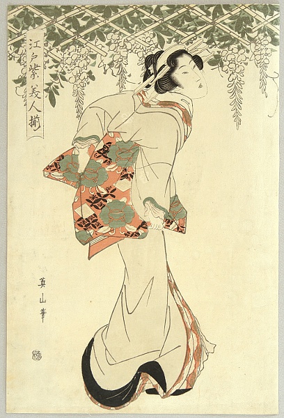 Eizan Kikugawa 1787-1867 - Beauty and Wisteria - artelino Art Auctions. Eizan Kikugawa 1787-1867 - Beauty and Wisteria