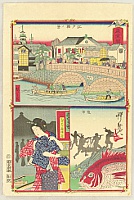 Kyosai Kawanabe 1831-1889 - Famous Places of Enlightened Tokyo - Edo Bridge - artelino Art Auctions. Kyosai Kawanabe 1831-1889 - Famous Places of Enlightened Tokyo - Edo Bridge