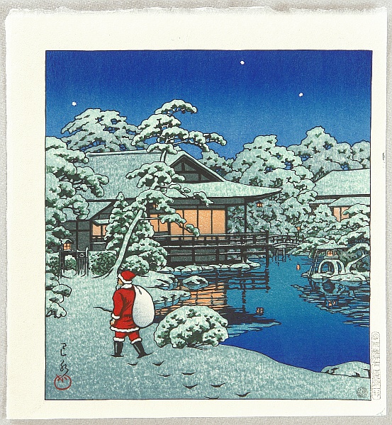Hasui Kawase 1883-1957 - Santa Claus in Snow - artelino Art Auctions. Hasui Kawase 1883-1957 - Santa Claus in Snow