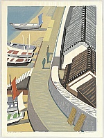 Yutaka Okubo born 1924 - Street in Fishing Village - artelino Art Auctions. Yutaka Okubo born 1924 - Street in Fishing Village