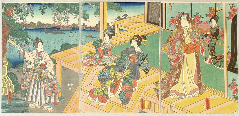 Kunisada Utagawa 1786-1865 - Prince Genji and Riverside Villa - artelino Art Auctions. Kunisada Utagawa 1786-1865 - Prince Genji and Riverside Villa