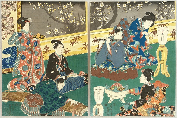 Kunisada Utagawa 1786-1865 - Spring Evening - artelino Art Auctions. Kunisada Utagawa 1786-1865 - Spring Evening