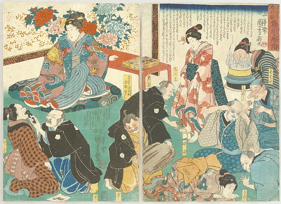 Kuniyoshi Utagawa 1797-1861 - Famous Doctor - Treatment of Difficult Illness - artelino Art Auctions. Kuniyoshi Utagawa 1797-1861 - Famous Doctor - Treatment of Difficult Illness
