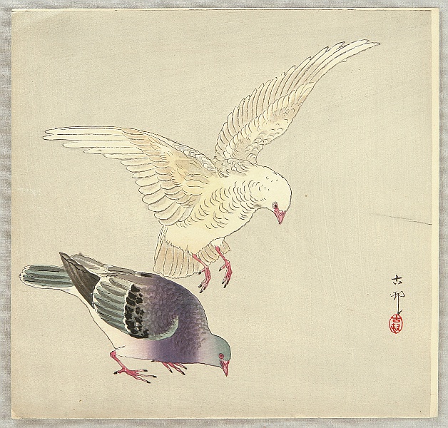 Koson Ohara 1877-1945 - Two Pigeons - artelino Art Auctions. Koson Ohara 1877-1945 - Two Pigeons