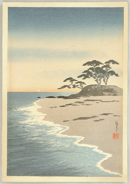 Yoshimune Arai 1873-1945 - Sea Shore and Pine Trees - artelino Art Auctions. Yoshimune Arai 1873-1945 - Sea Shore and Pine Trees