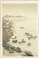 Koson Ohara 1877-1945 - Pond in Late Autumn - artelino Art Auctions. Koson Ohara 1877-1945 - Pond in Late Autumn