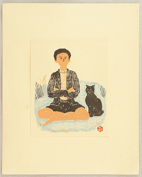 Kihei Sasajima 1906-1993 - Collection of Prints - Boy and Cat - artelino Art Auctions. Kihei Sasajima 1906-1993 - Collection of Prints - Boy and Cat