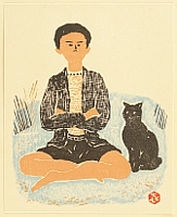 Kihei Sasajima 1906-1993 - Collection of Prints - Boy and Cat - artelino Art Auctions. Kihei Sasajima 1906-1993 - Collection of Prints - Boy and Cat