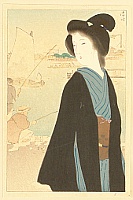 Kiyokata Kaburagi 1878-1973 - Portfolio of Beauties - Hamamach Bank in Autumn - artelino Art Auctions. Kiyokata Kaburagi 1878-1973 - Portfolio of Beauties - Hamamach Bank in Autumn