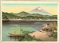 Masao Yoshimoto fl.ca. 1950s - Mt. Fuji From Lake Hakone - artelino Art Auctions. Masao Yoshimoto fl.ca. 1950s - Mt. Fuji From Lake Hakone