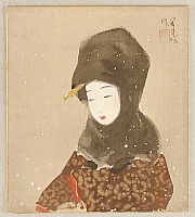 Ikuharu Watanabe 1895-1975 - Girl in Shawl - artelino Art Auctions. Ikuharu Watanabe 1895-1975 - Girl in Shawl