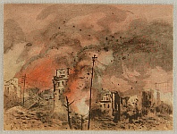 Unknown - Kanto Earthquake - Fire at Kyobashi - artelino Art Auctions. Unknown - Kanto Earthquake - Fire at Kyobashi