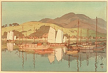 Hiroshi Yoshida 1876-1950 - Waiting for the Tide - The Inland Sea - artelino Art Auctions. Hiroshi Yoshida 1876-1950 - Waiting for the Tide - The Inland Sea