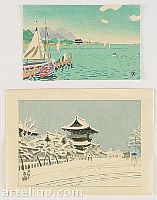 Eiichi Kotozuka 1906-1979 - Biwa Lake and Higashi-Hongan Temple - artelino Art Auctions. Eiichi Kotozuka 1906-1979 - Biwa Lake and Higashi-Hongan Temple