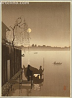 Eijiro Kobayashi active 1930's - Evening Cool on Sumida - artelino Art Auctions. Eijiro Kobayashi active 1930's - Evening Cool on Sumida