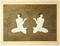 Ryusei Okamoto born 1949 - White Fox; Fairies 4 - Morning - artelino Art Auctions. Ryusei Okamoto born 1949 - White Fox; Fairies 4 - Morning