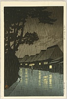 Hasui Kawase 1883-1957 - Rainy Night at Maekawa - artelino Art Auctions. Hasui Kawase 1883-1957 - Rainy Night at Maekawa