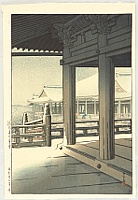Hasui Kawase 1883-1957 - Evening Snowfall at Kiyomizu Temple - artelino Art Auctions. Hasui Kawase 1883-1957 - Evening Snowfall at Kiyomizu Temple