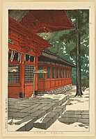 Hasui Kawase 1883-1957 - Lingering Snow at Sanno Shrine - artelino Art Auctions. Hasui Kawase 1883-1957 - Lingering Snow at Sanno Shrine
