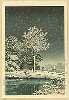 Koitsu Tsuchiya 1870-1949 - Forest of Water God at Sumida River - artelino Art Auctions. Koitsu Tsuchiya 1870-1949 - Forest of Water God at Sumida River