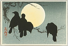 Korin Ogata 1658-1716 - Crows and the Moon - artelino Art Auctions. Korin Ogata 1658-1716 - Crows and the Moon