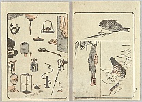 Hiroshige Ando 1797-1858 - Sketch Book of Ryusai Hiroshige - Fish and Everyday Items - artelino Art Auctions. Hiroshige Ando 1797-1858 - Sketch Book of Ryusai Hiroshige - Fish and Everyday Items