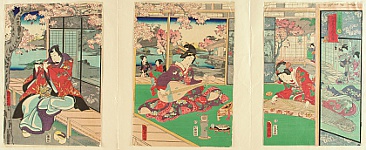 Kunisada II Utagawa 1823-1880 - Prince Genji in the Evening of Music - artelino Art Auctions. Kunisada II Utagawa 1823-1880 - Prince Genji in the Evening of Music
