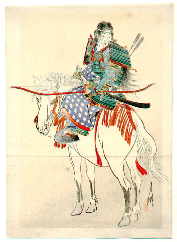 尾形月耕: Tomoe, the Female Warrior (Kuchi-e) - Artelino - 浮世絵検索