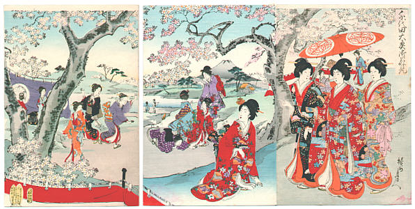 Chikanobu Toyohara 1838-1912 - Cherry Blossom Party - 1