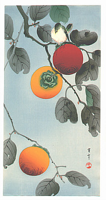 Seitei (Shotei) Watanabe 1851-1918 - Bird on a Persimmon Tree - artelino Art Auctions. Seitei (Shotei) Watanabe 1851-1918 - Bird on a Persimmon Tree