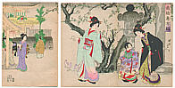 Chikanobu Toyohara 1838-1912 - Temple Visits - artelino Art Auctions. Chikanobu Toyohara 1838-1912 - Temple Visits