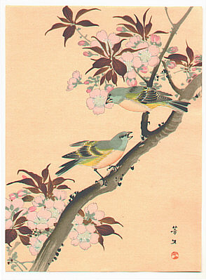 Hobun Kikuchi 1862-1918 - Two Birds on a Cherry Tree - artelino Art Auctions. Hobun Kikuchi 1862-1918 - Two Birds on a Cherry Tree