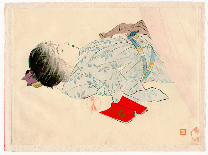 梶田半古: Sleeping woman — 眠る婦人 - Japanese Art Open Database